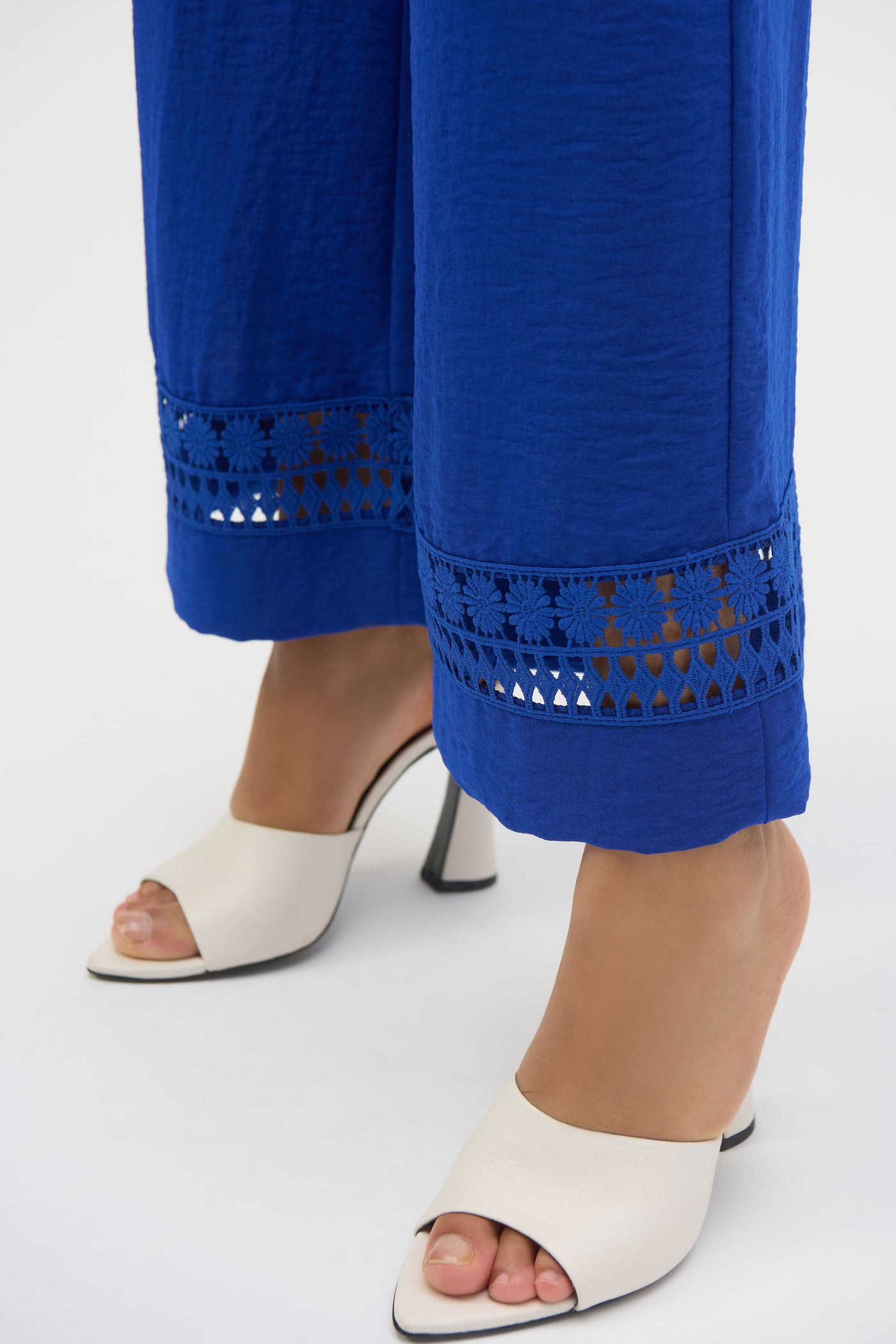 Gauze Wide-Leg Pants With Guipure Trim Joseph Ribkoff