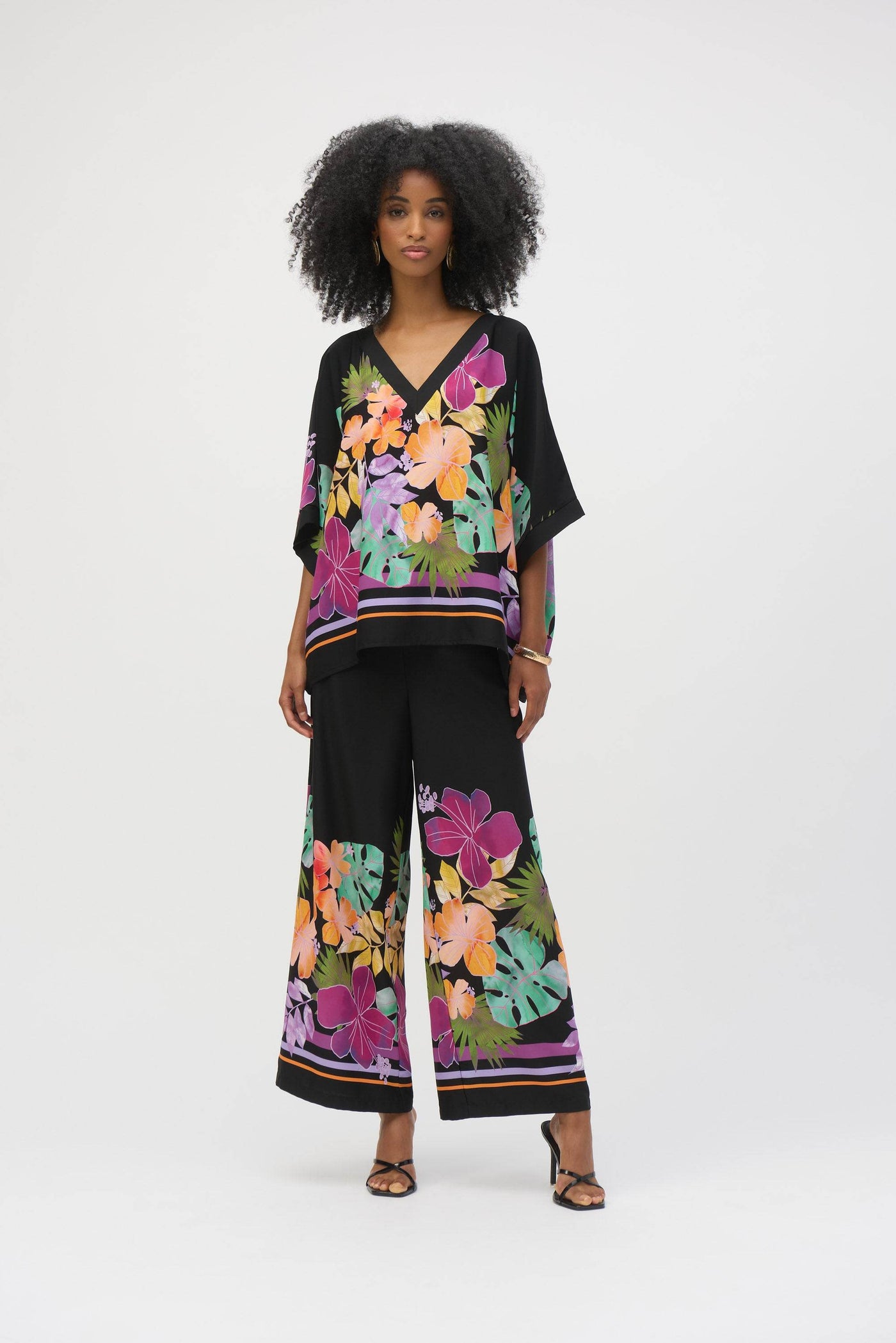 Woven Floral Print Boxy Top Joseph Ribkoff