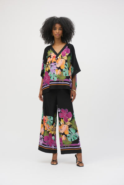 Woven Floral Print Boxy Top Joseph Ribkoff