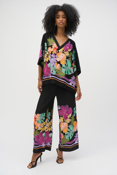 Woven Floral Print Boxy Top Joseph Ribkoff