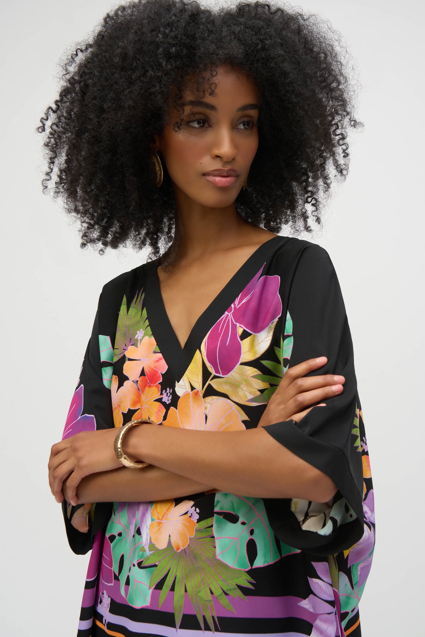 Woven Floral Print Boxy Top Joseph Ribkoff