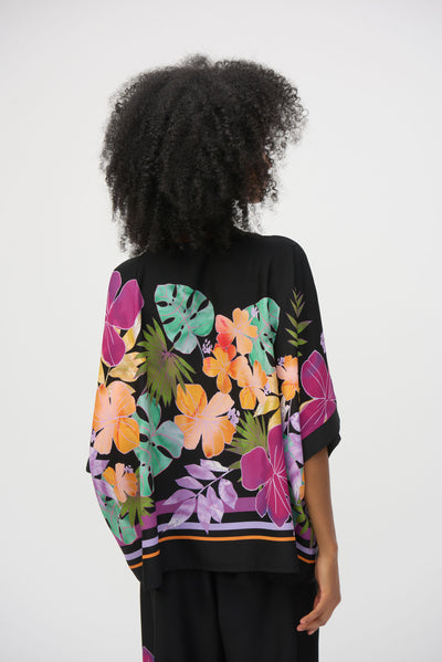 Woven Floral Print Boxy Top Joseph Ribkoff