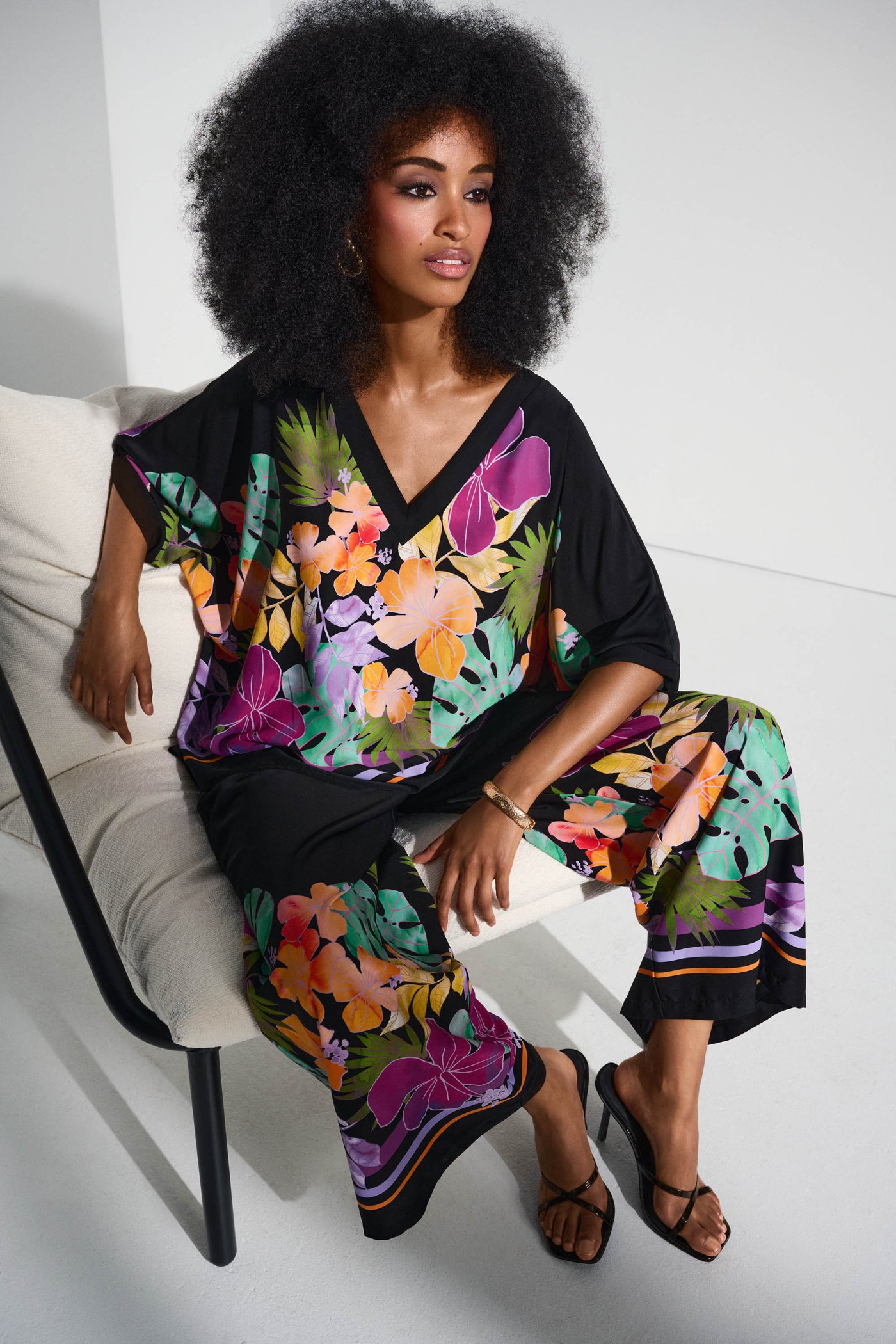 Woven Floral Print Boxy Top Joseph Ribkoff