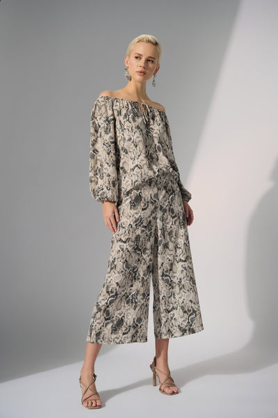 Woven Gauze Python Print Pull-On Culotte Pants Joseph Ribkoff