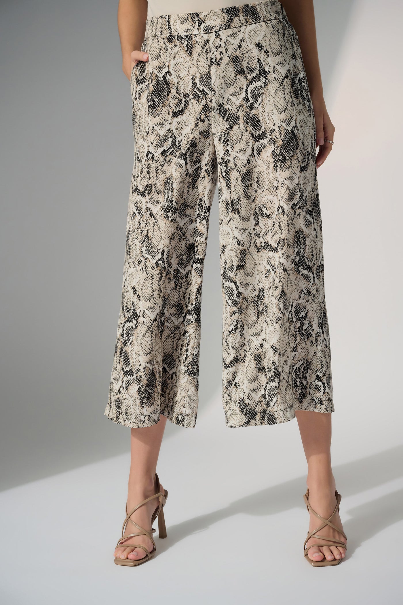 Woven Gauze Python Print Pull-On Culotte Pants Joseph Ribkoff