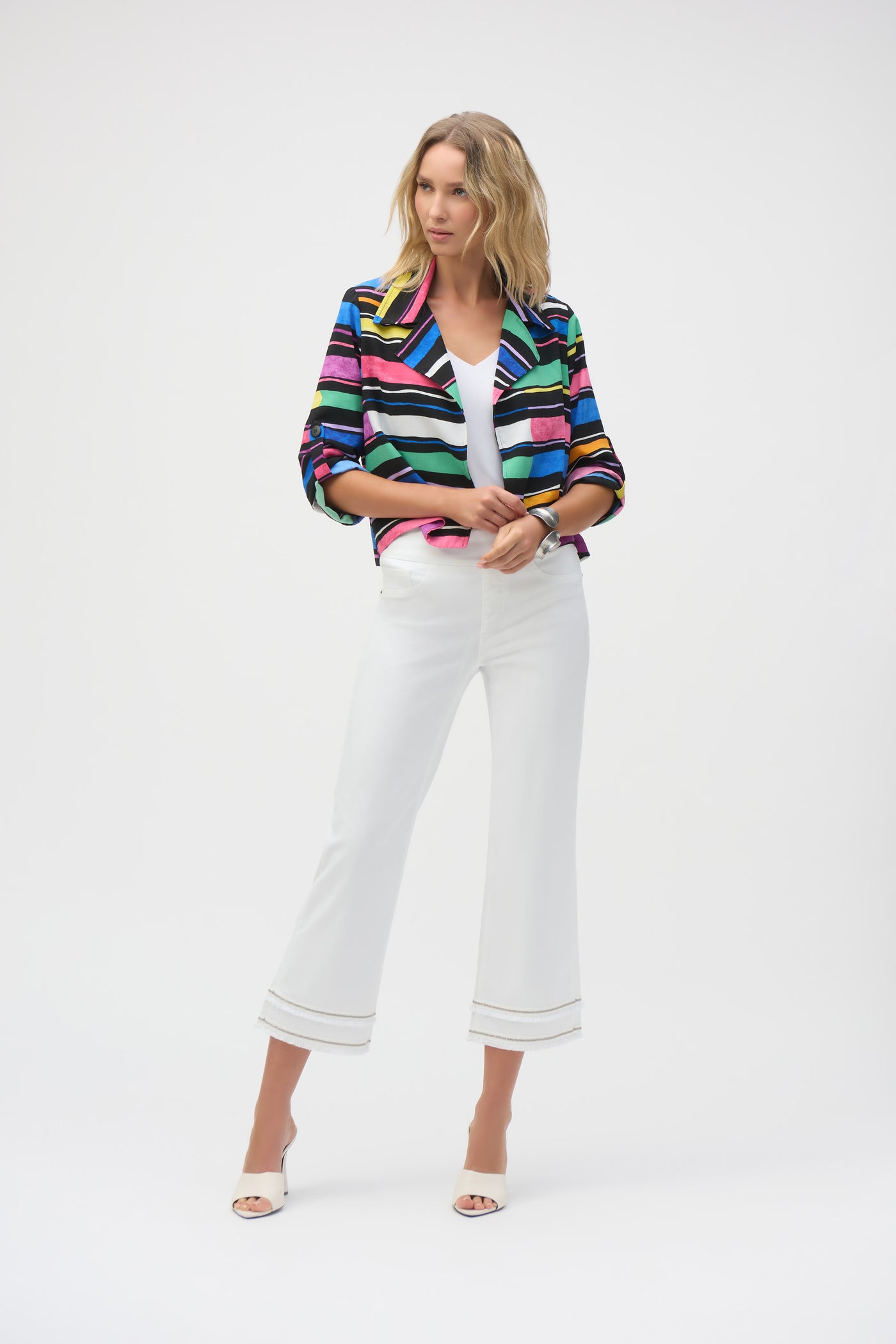 Stretch Straight Crop Pull-On Jeans with Beading Joseph Ribkoff