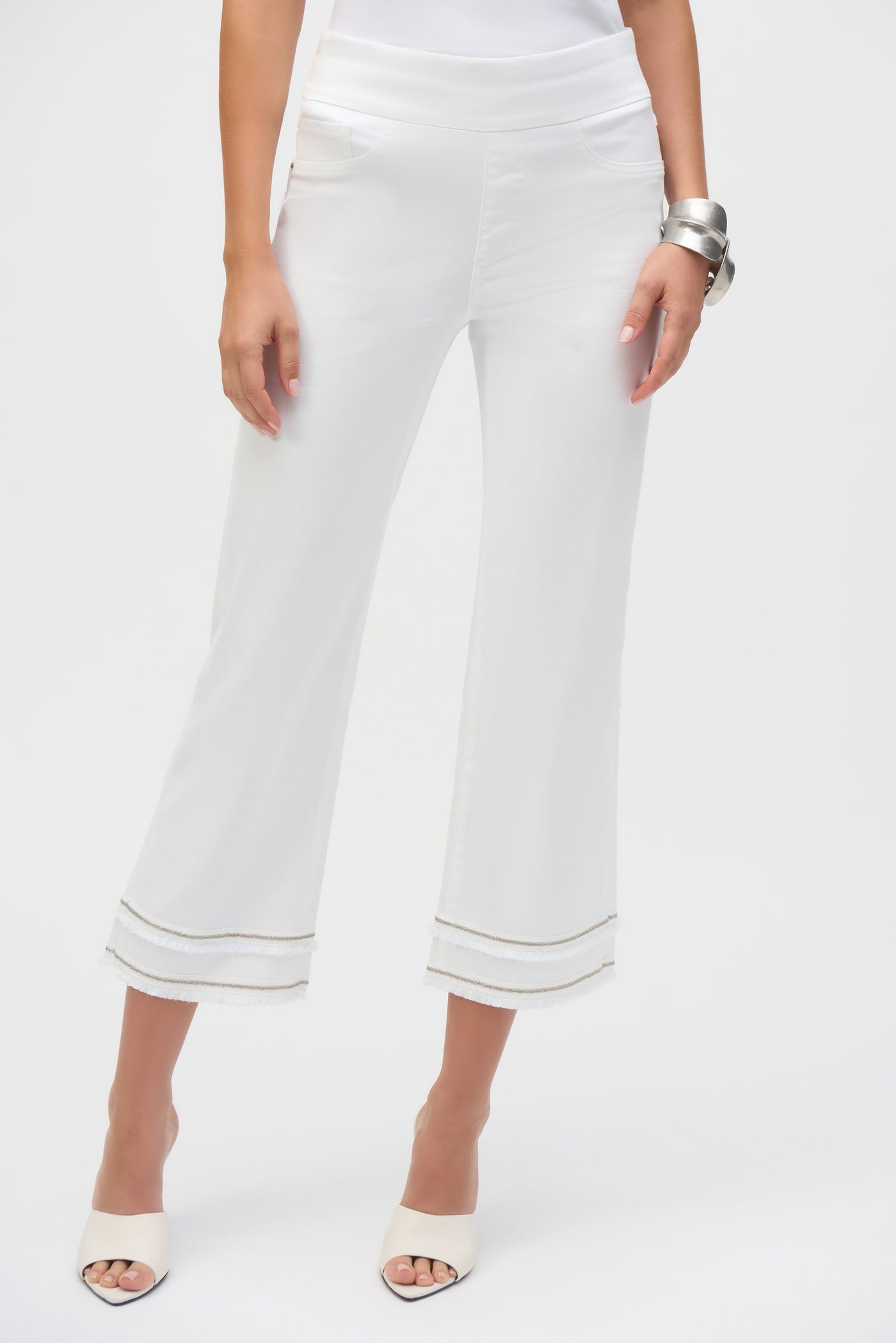 Stretch Straight Crop Pull-On Jeans with Beading Joseph Ribkoff