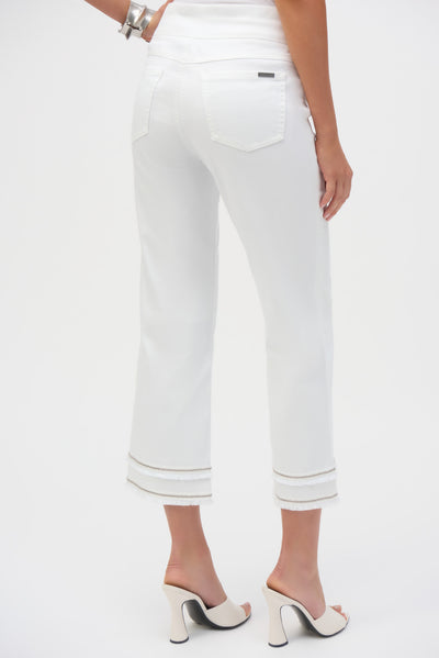 Stretch Straight Crop Pull-On Jeans with Beading Joseph Ribkoff
