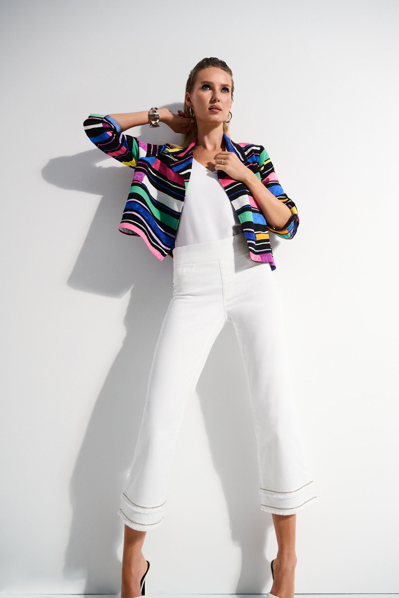 Stretch Straight Crop Pull-On Jeans with Beading Joseph Ribkoff