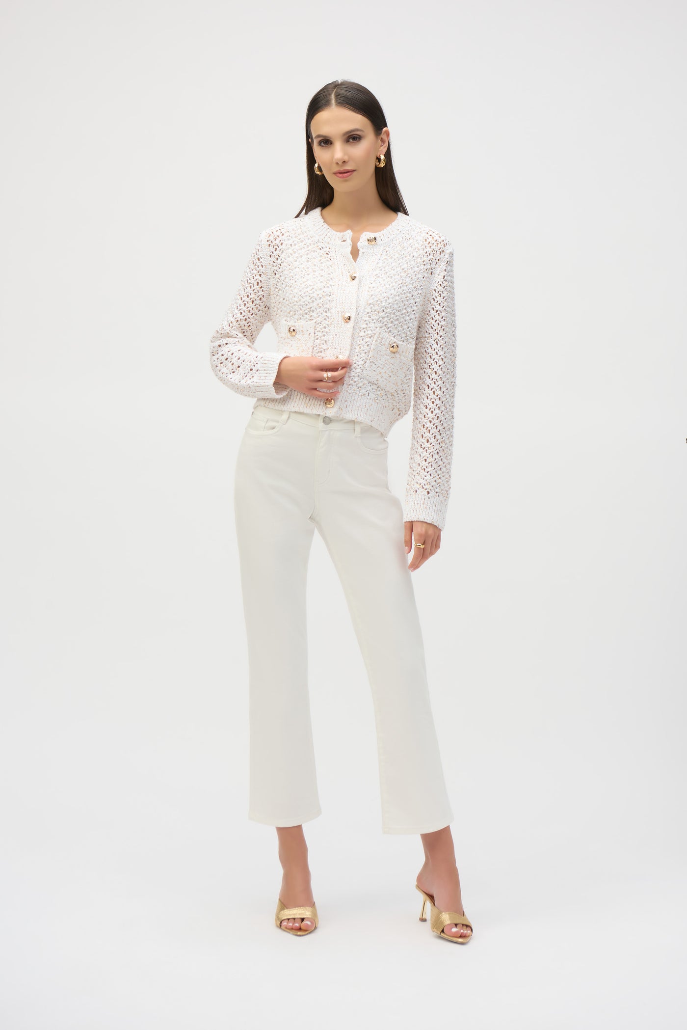 Sweater Knit Open Stitch Short Cardigan Joseph Ribkoff