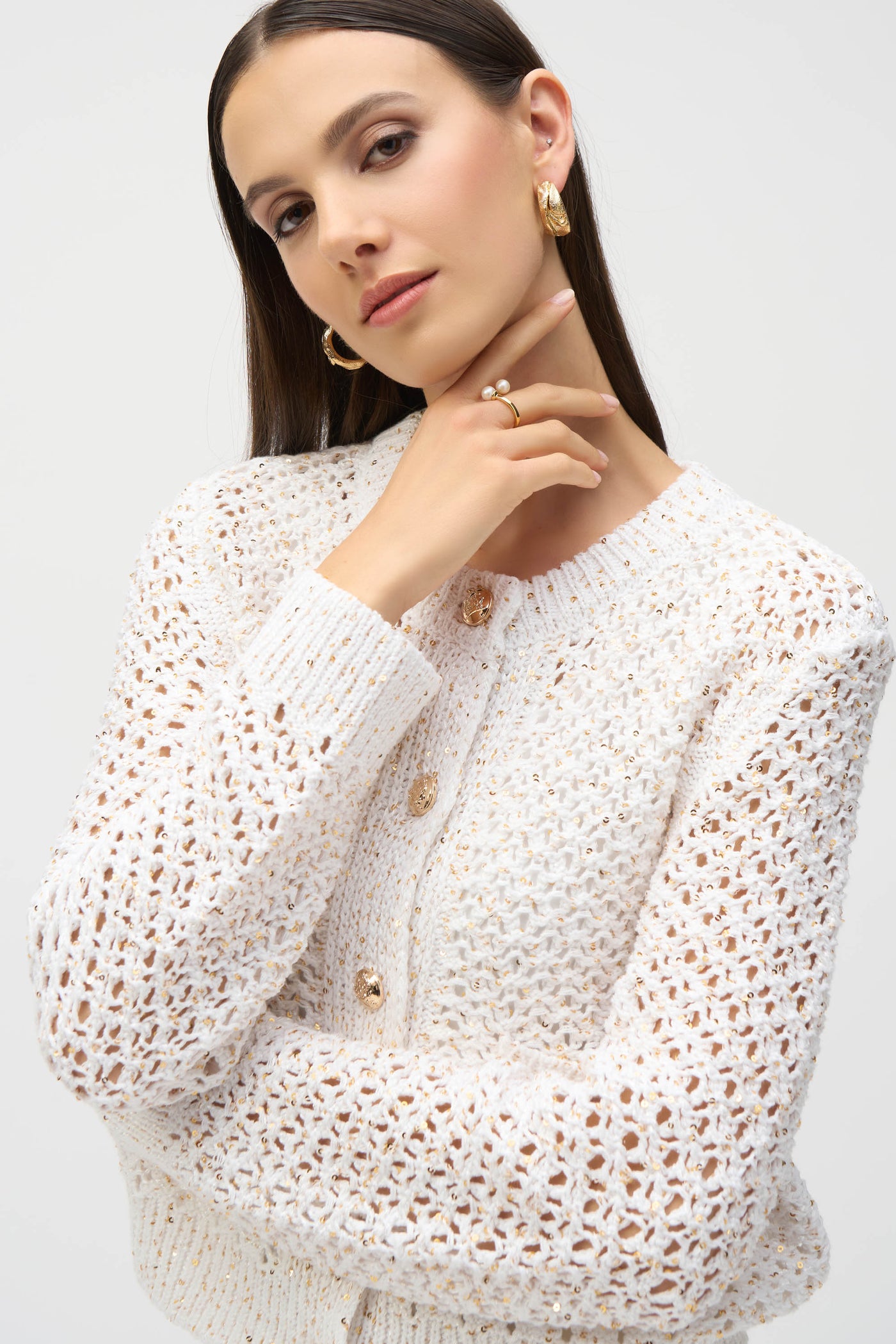 Sweater Knit Open Stitch Short Cardigan Joseph Ribkoff