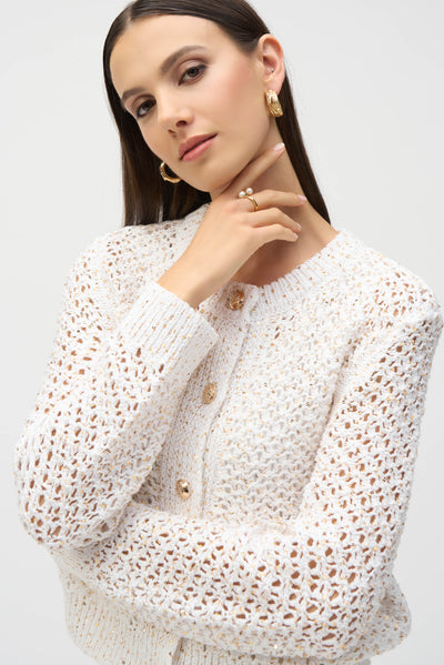 Sweater Knit Open Stitch Short Cardigan Joseph Ribkoff