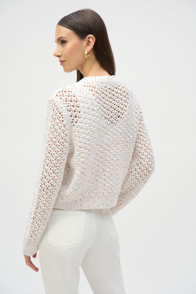 Sweater Knit Open Stitch Short Cardigan Joseph Ribkoff