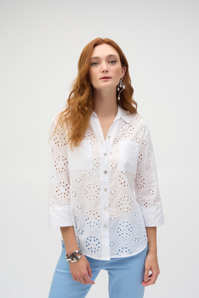 Cotton Embroidered Eyelet Boxy Blouse Joseph Ribkoff