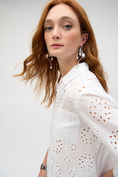 Cotton Embroidered Eyelet Boxy Blouse Joseph Ribkoff