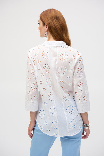 Cotton Embroidered Eyelet Boxy Blouse Joseph Ribkoff