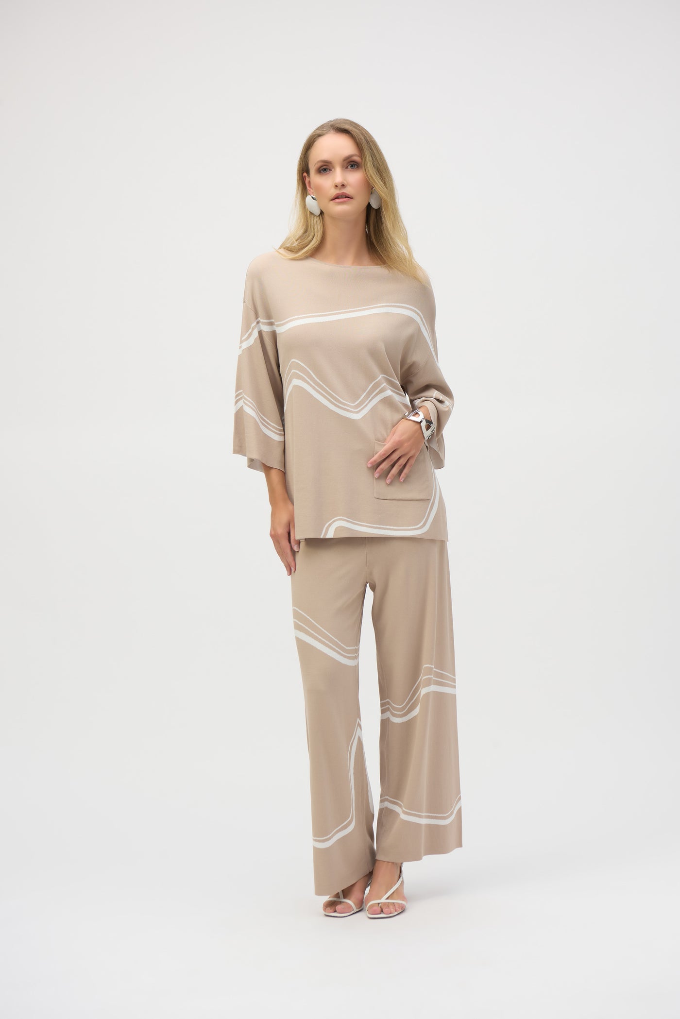 Abstract Jacquard Sweater Knit Culotte Pants