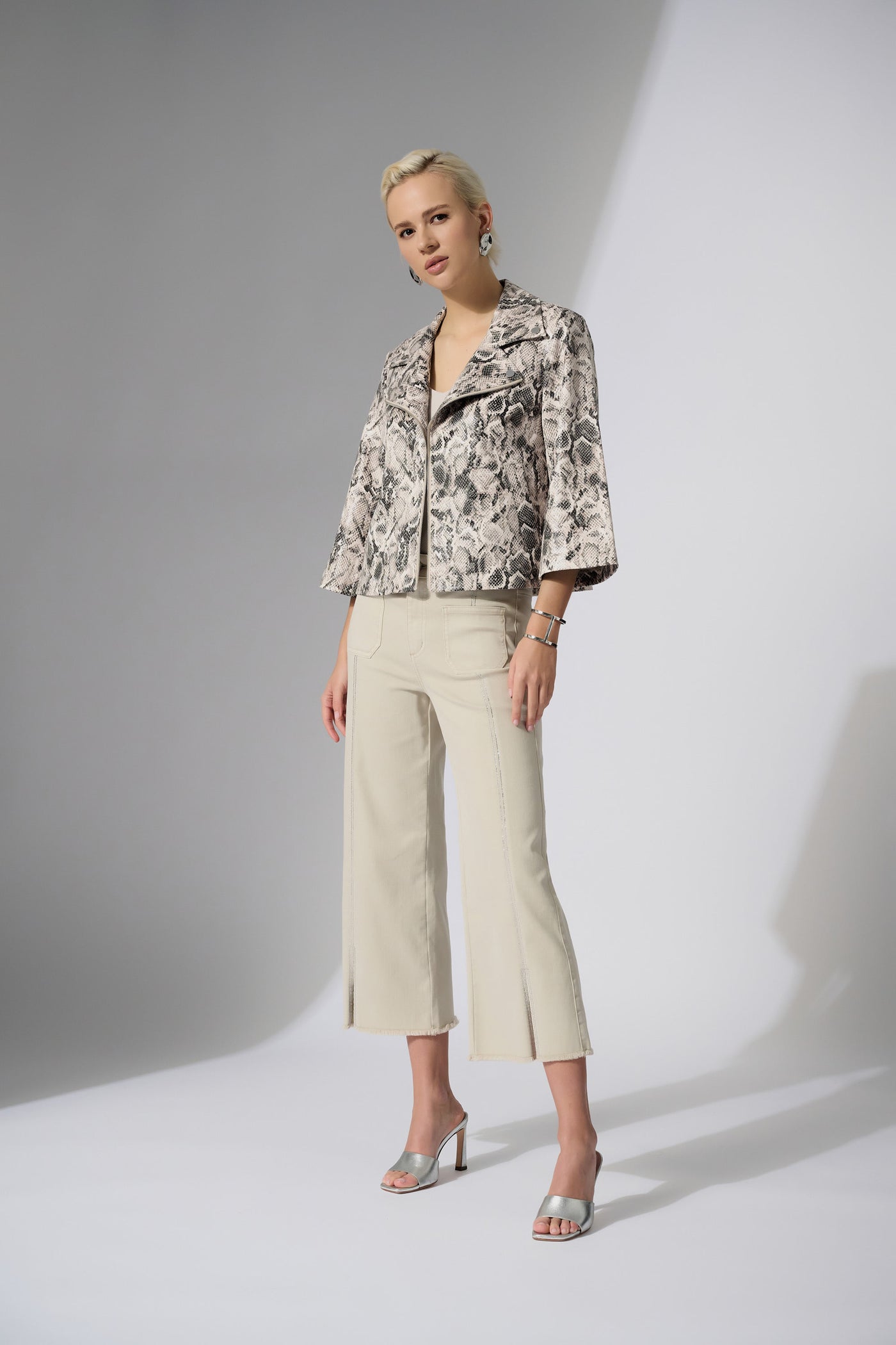 Silky Knit Python Print Swing Jacket Joseph Ribkoff