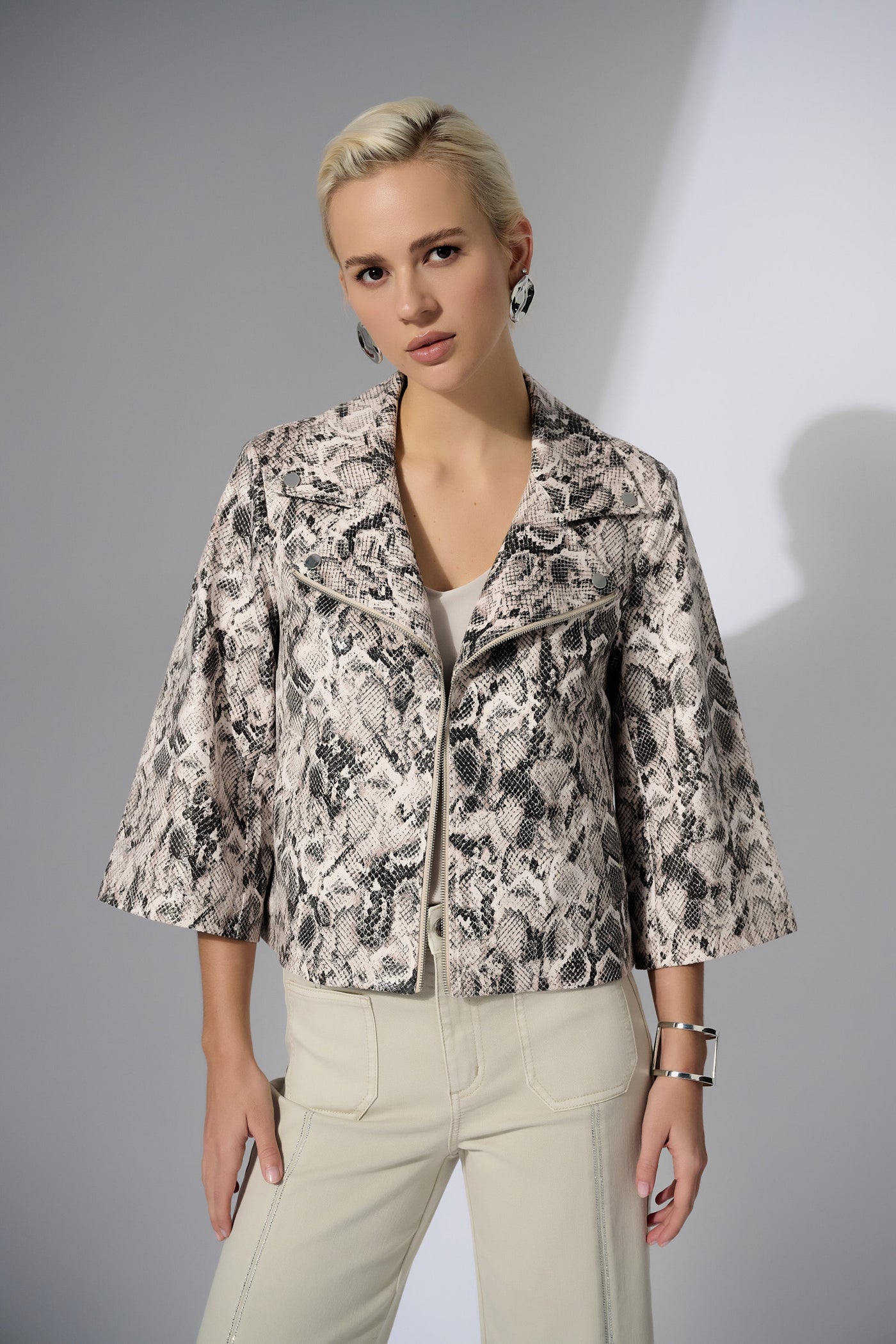 Silky Knit Python Print Swing Jacket Joseph Ribkoff
