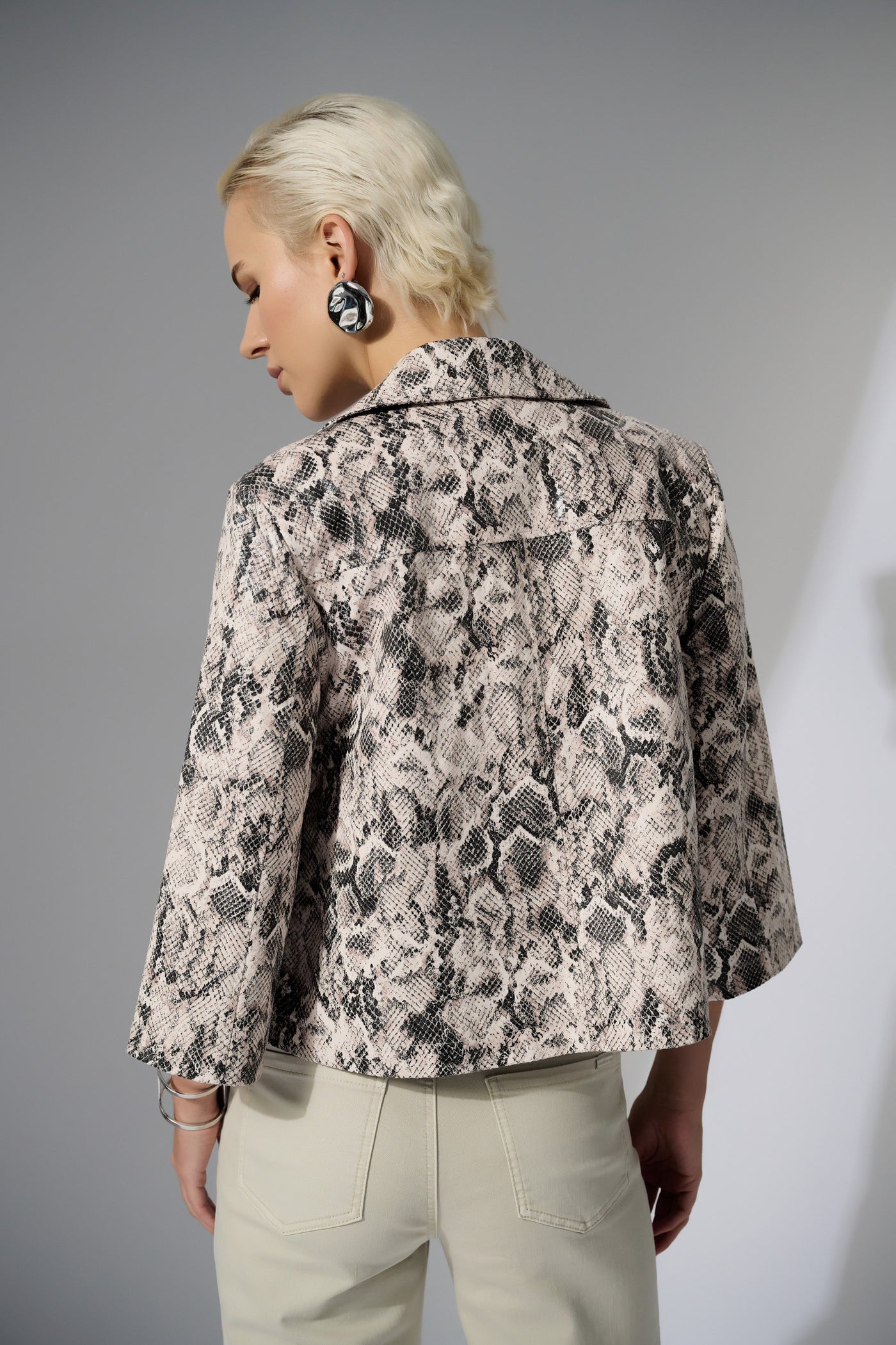 Silky Knit Python Print Swing Jacket Joseph Ribkoff