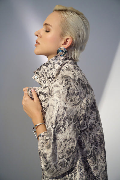 Silky Knit Python Print Swing Jacket Joseph Ribkoff