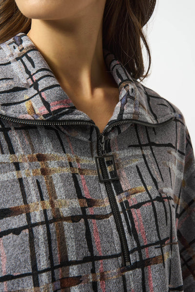 Sweater Knit Plaid Print Boxy Top Joseph Ribkoff