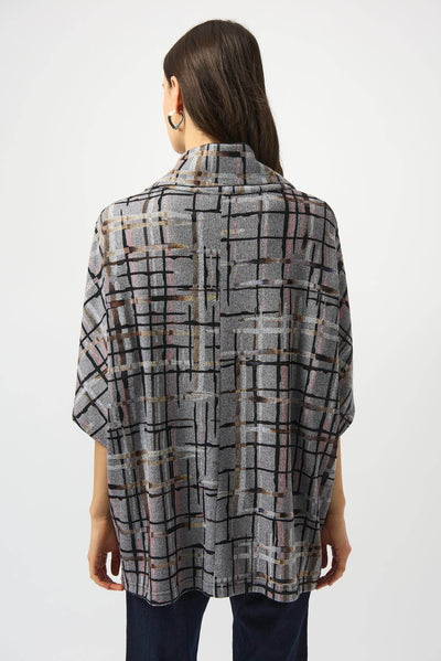 Sweater Knit Plaid Print Boxy Top Joseph Ribkoff