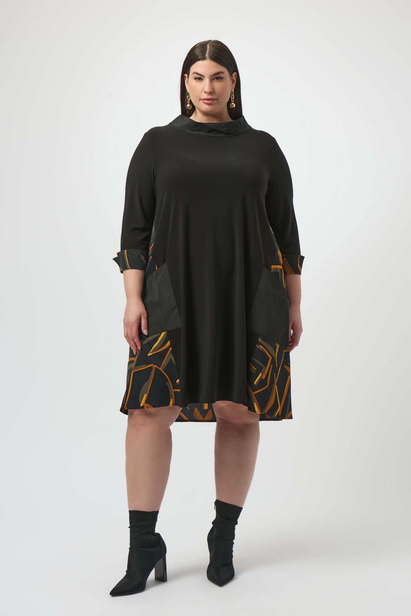 Recycled Woven Abstract Print And Silky Knit Dress Joseph Ribkoff