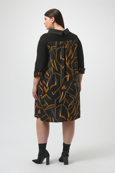 Recycled Woven Abstract Print And Silky Knit Dress Joseph Ribkoff