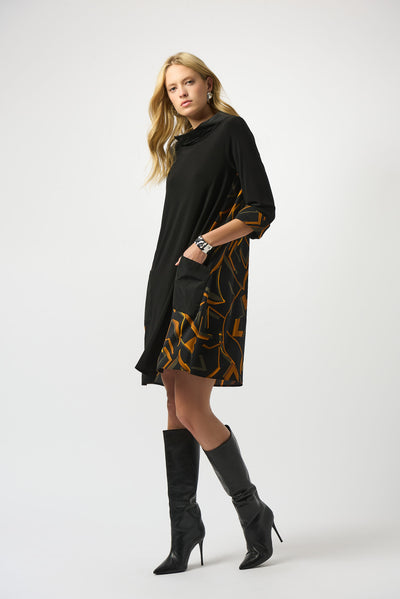 Recycled Woven Abstract Print And Silky Knit Dress Joseph Ribkoff