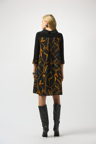 Recycled Woven Abstract Print And Silky Knit Dress Joseph Ribkoff