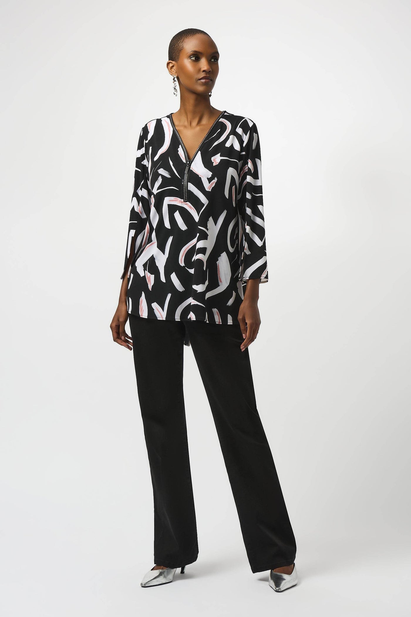 Silky Knit Printed Fit And Flare Tunic Joseph Ribkoff