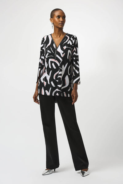 Silky Knit Printed Fit And Flare Tunic Joseph Ribkoff
