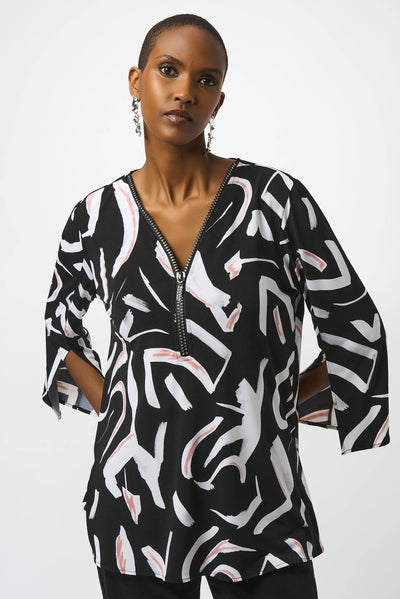 Silky Knit Printed Fit And Flare Tunic Joseph Ribkoff