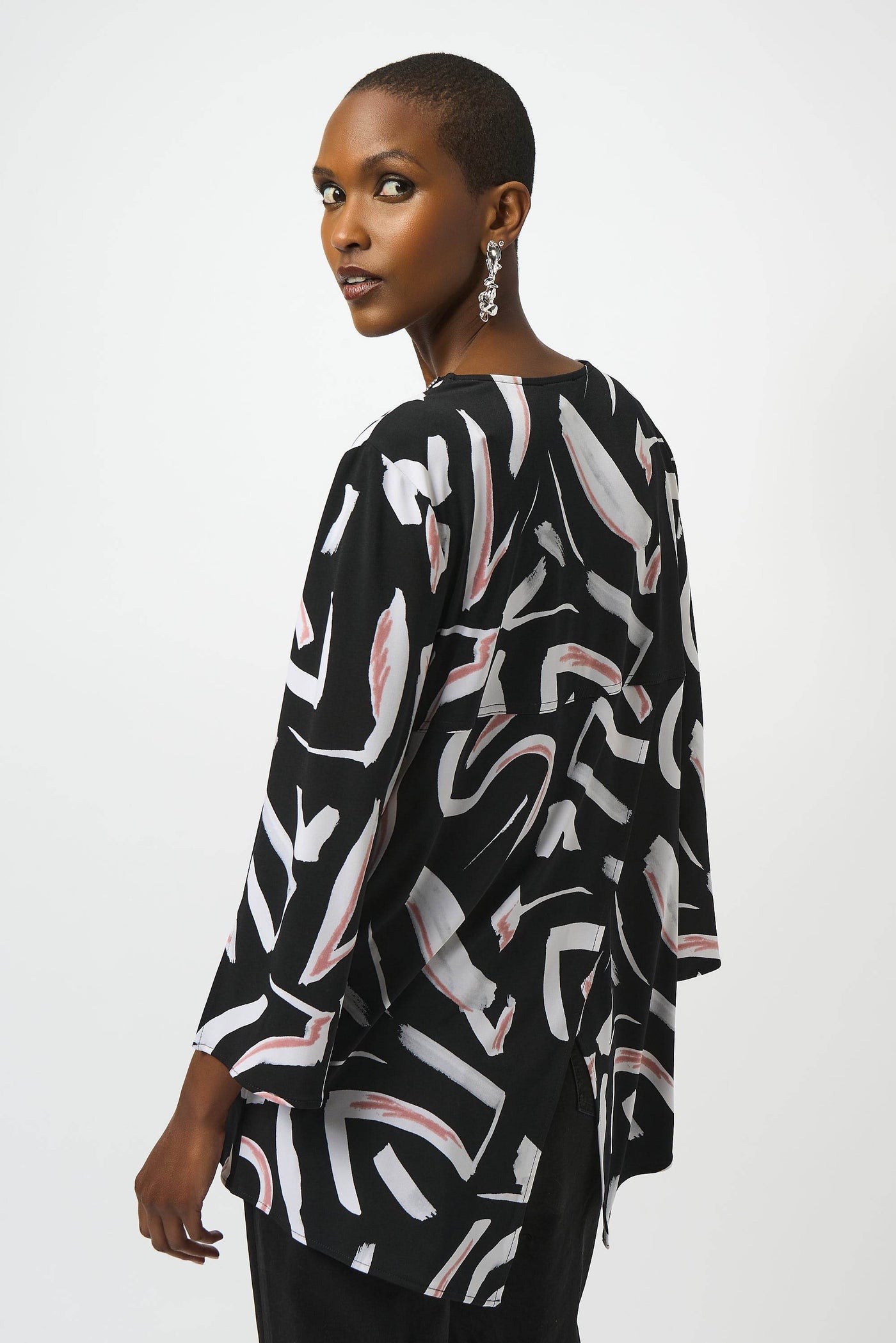 Silky Knit Printed Fit And Flare Tunic Joseph Ribkoff