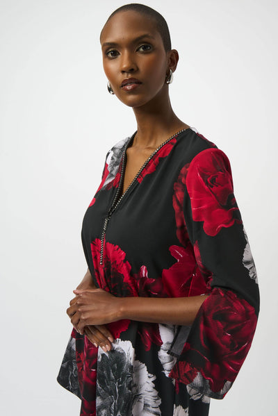 Silky Knit Printed Fit And Flare Tunic Joseph Ribkoff