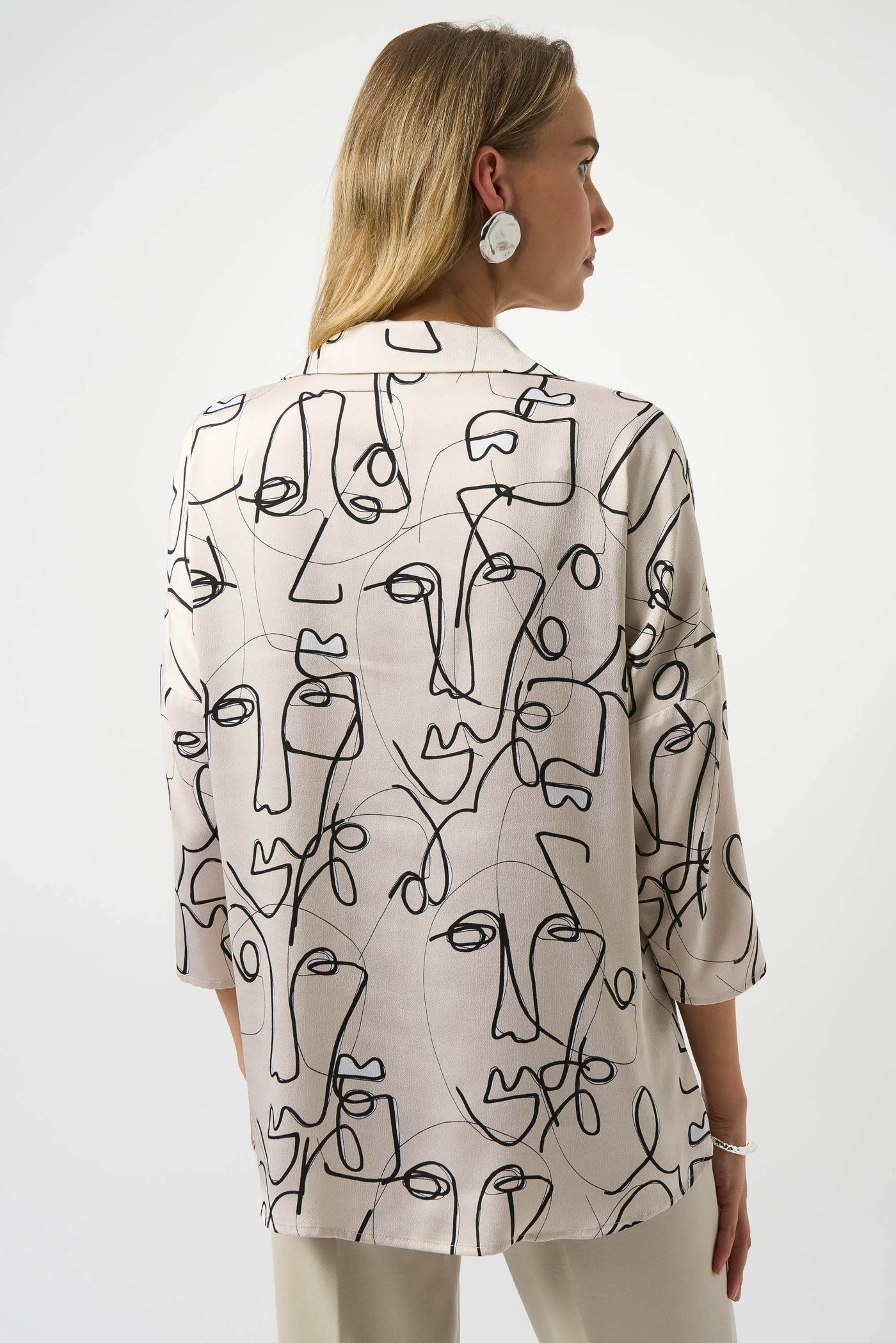 Hammered Satin Abstract Face Print Boxy Top - Dream Pants