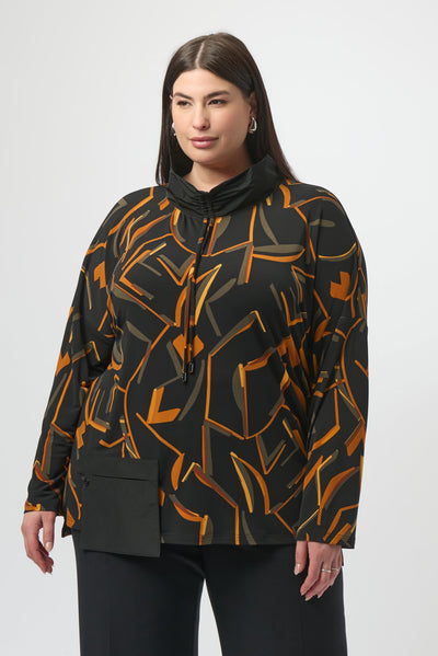 Silky Knit Abstract Print Boxy Top Joseph Ribkoff