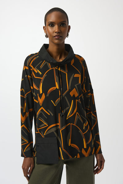 Silky Knit Abstract Print Boxy Top Joseph Ribkoff