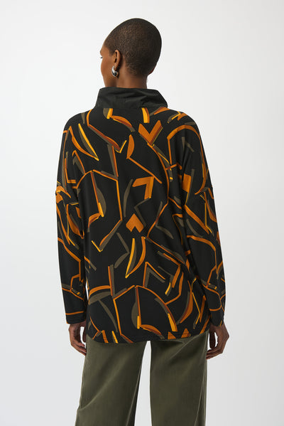 Silky Knit Abstract Print Boxy Top Joseph Ribkoff