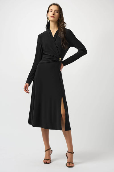 Silky Knit Fit and Flare Wrap Dress Joseph Ribkoff