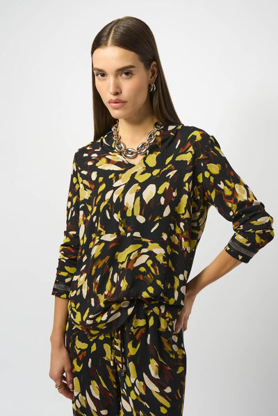 Recycled Soft Twill Animal Print Straight Top Joseph Ribkoff