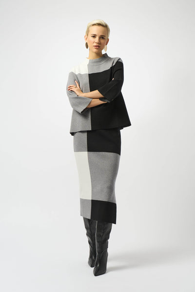 Jacquard Sweater Colour Block Skirt Joseph Ribkoff