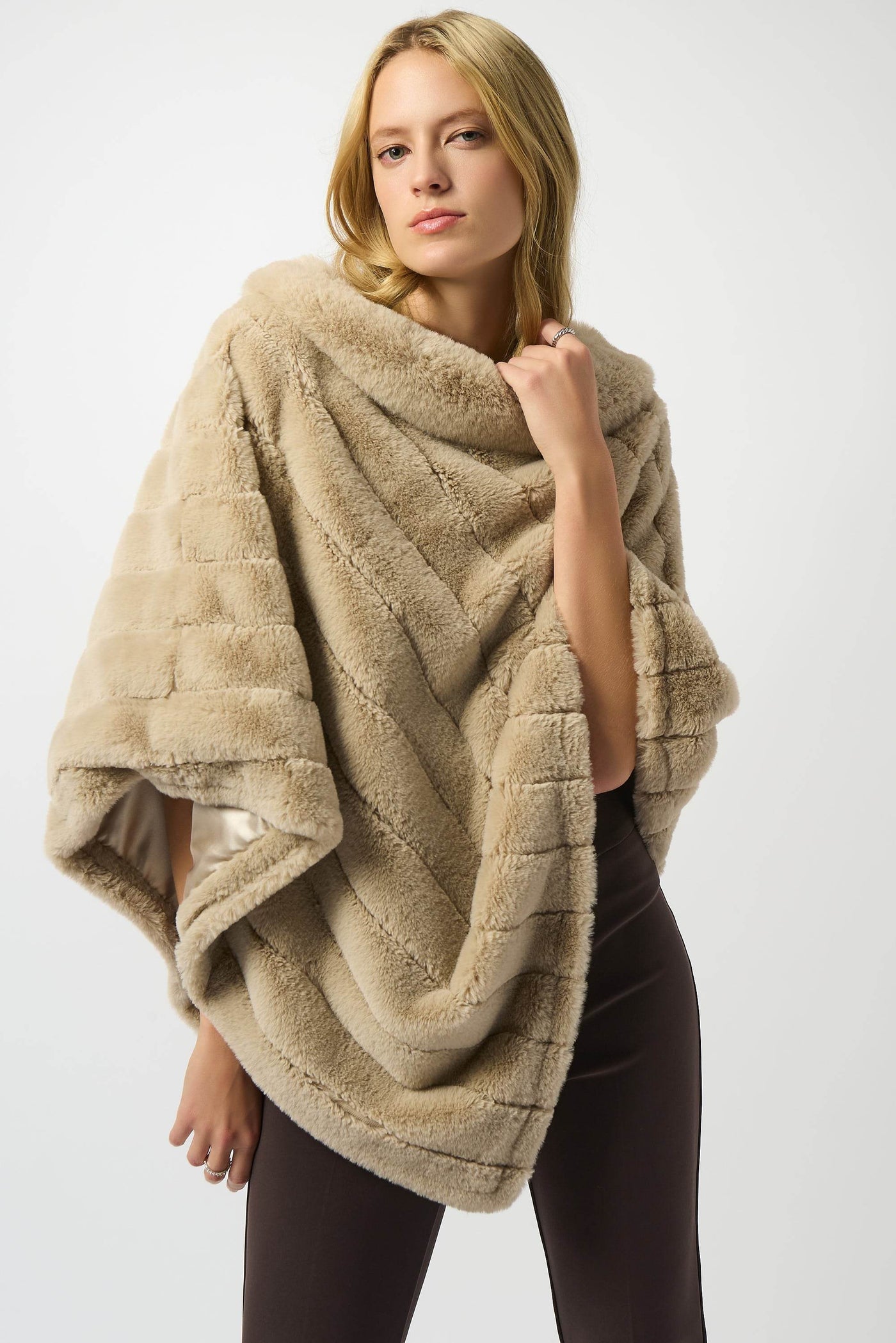 Faux Fur Textured Stripe Poncho - Dream Pants