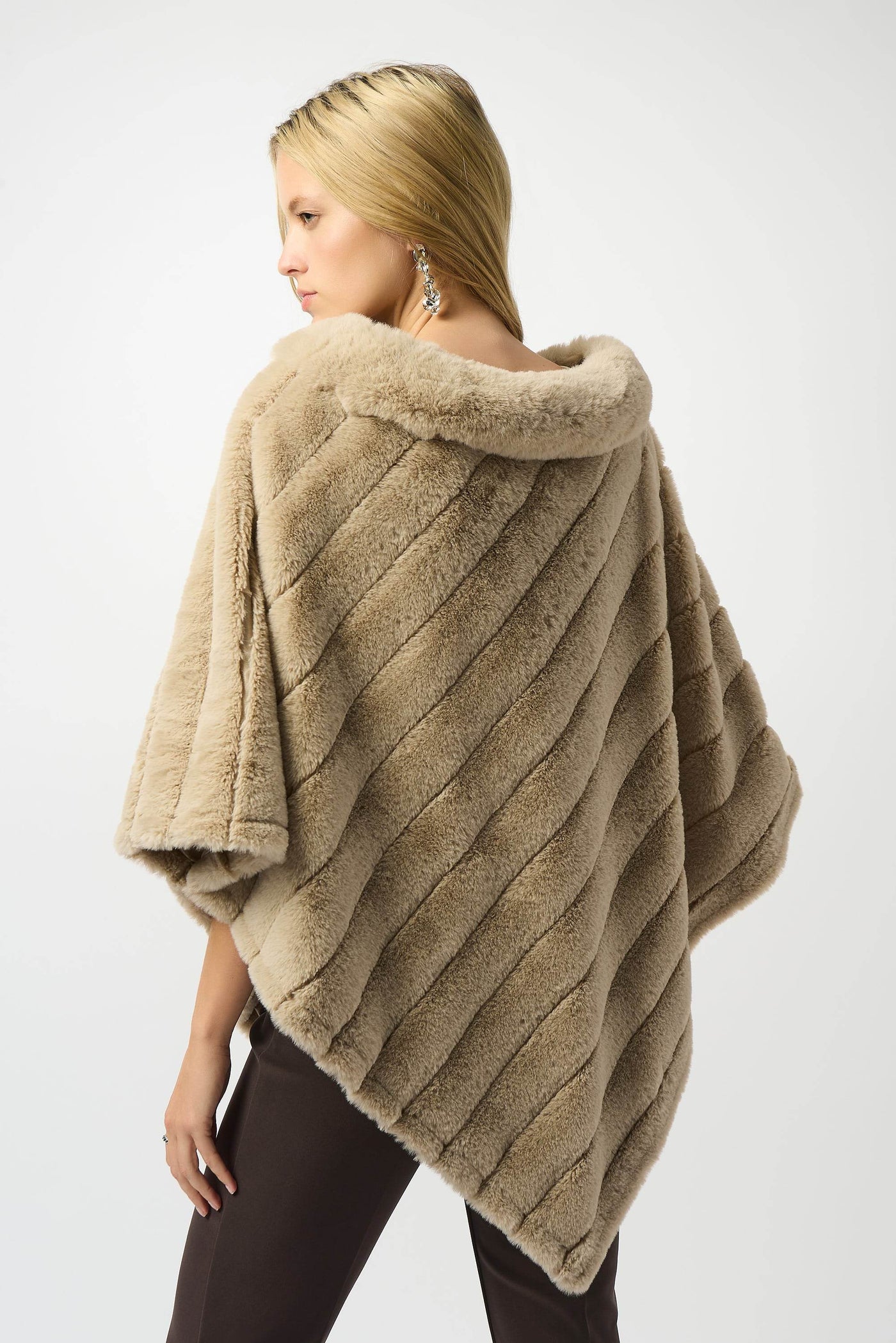 Faux Fur Textured Stripe Poncho - Dream Pants