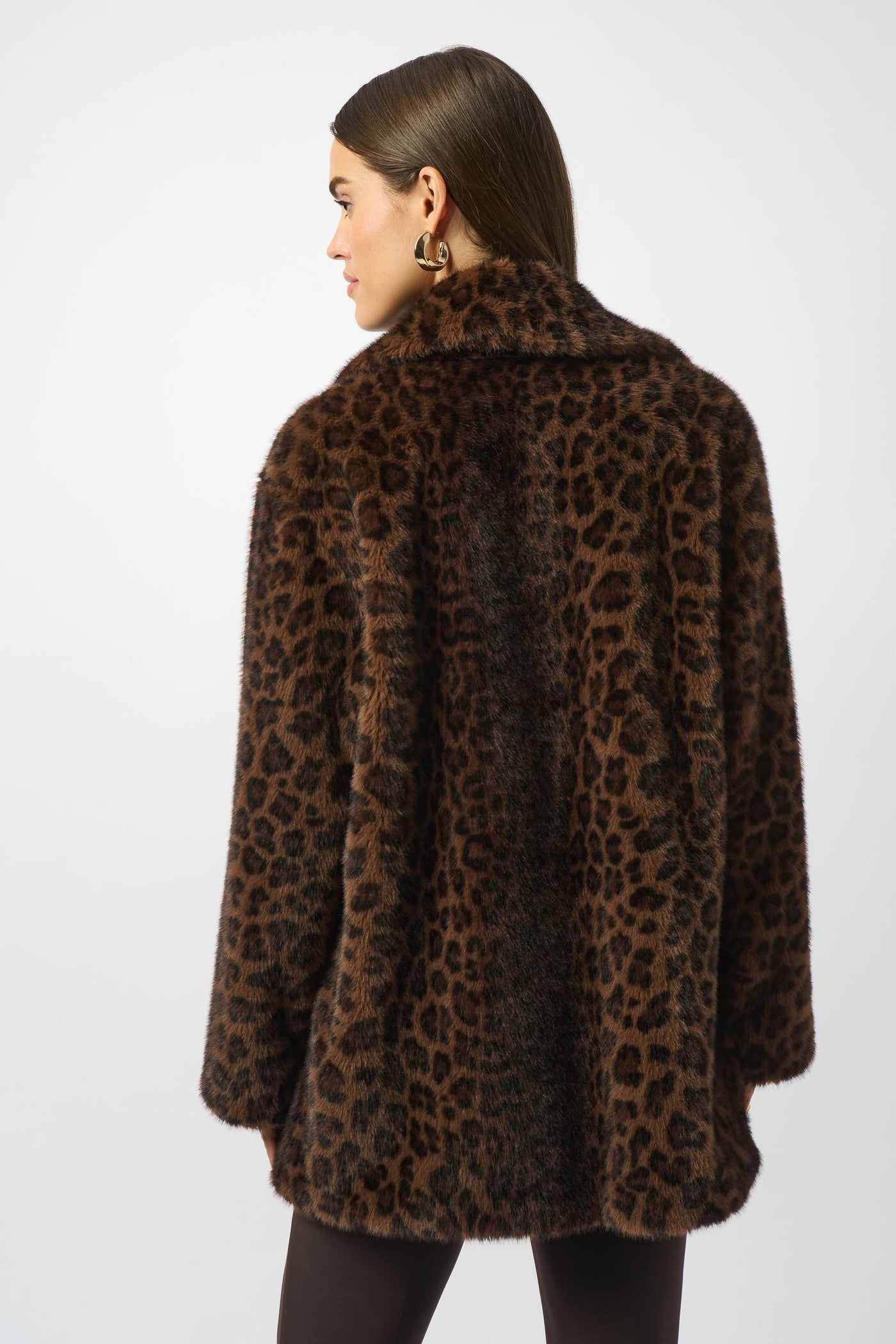 Faux Fur Leopard Print Double-Breasted Coat - Dream Pants