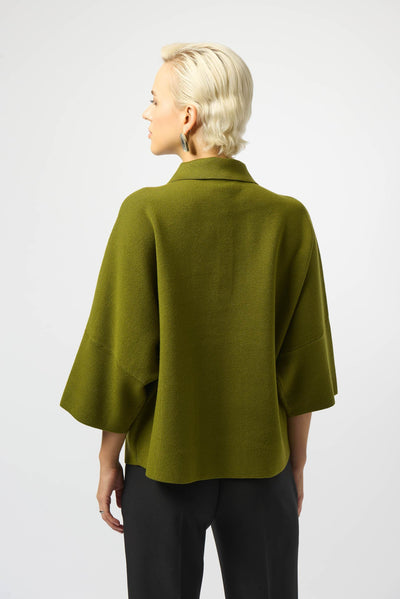 Sweater Knit Boxy Pullover With Polo Collar - Dream Pants