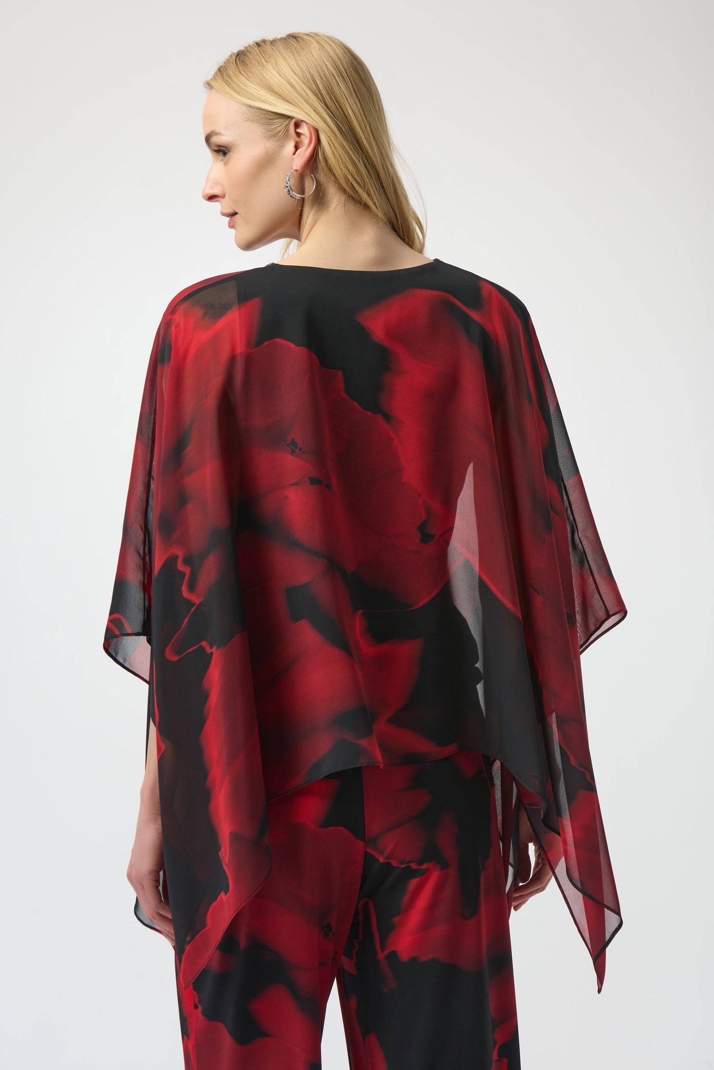 Recycled Chiffon Abstract Print Poncho Top Joseph Ribkoff