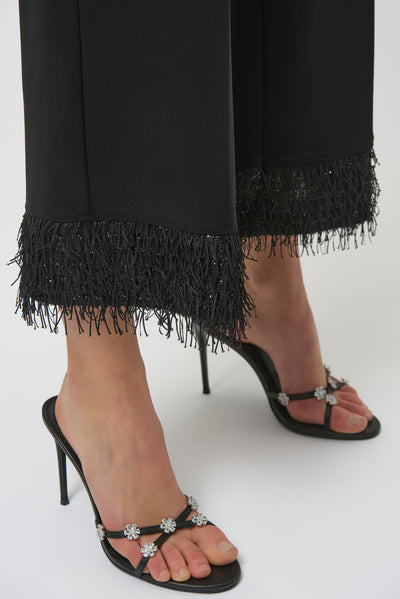 Silky Knit Culotte with Novelty Fringe Hem Joseph Ribkoff