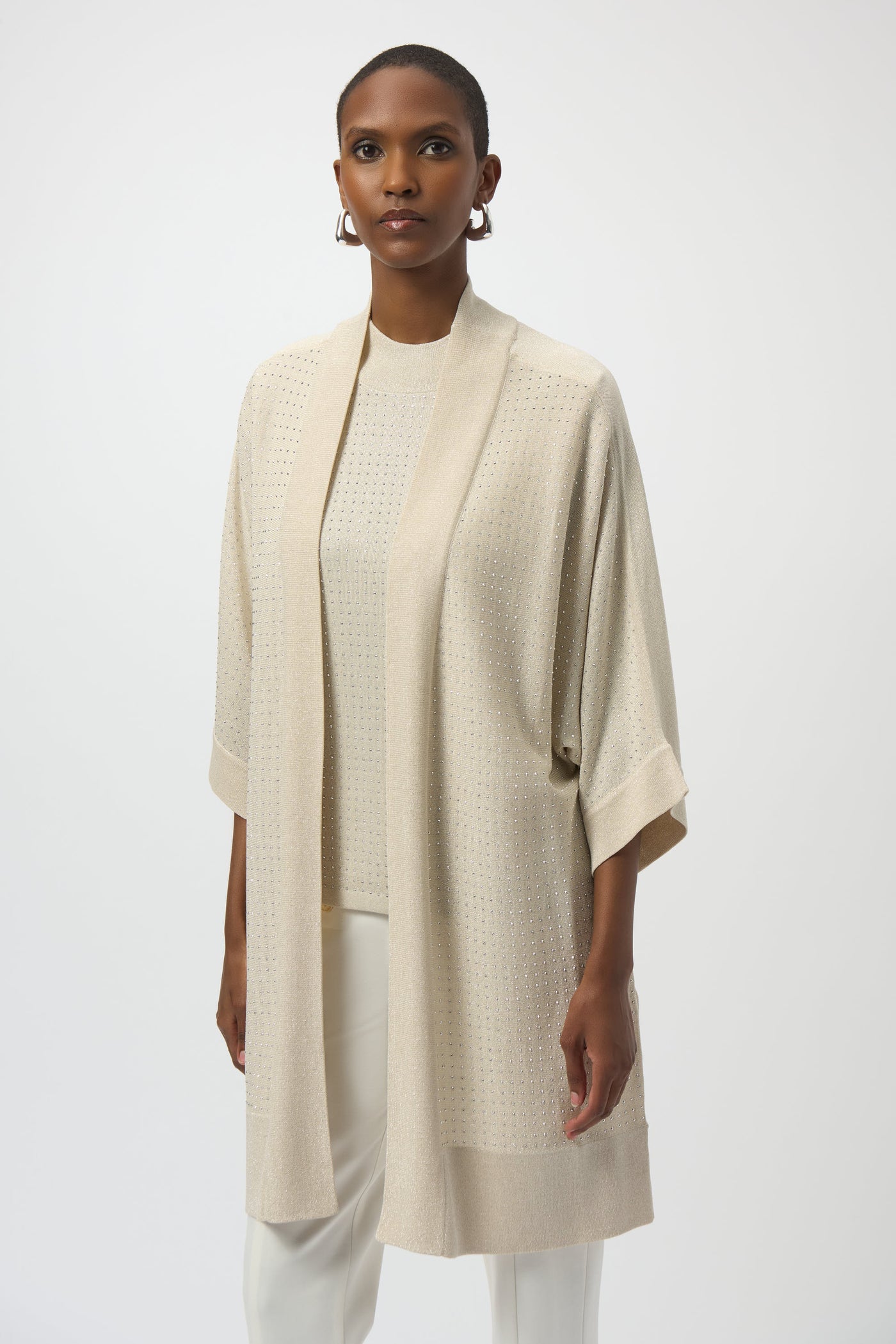 Sweater Knit Cover-Up with Iron-On Detail Joseph Ribkoff